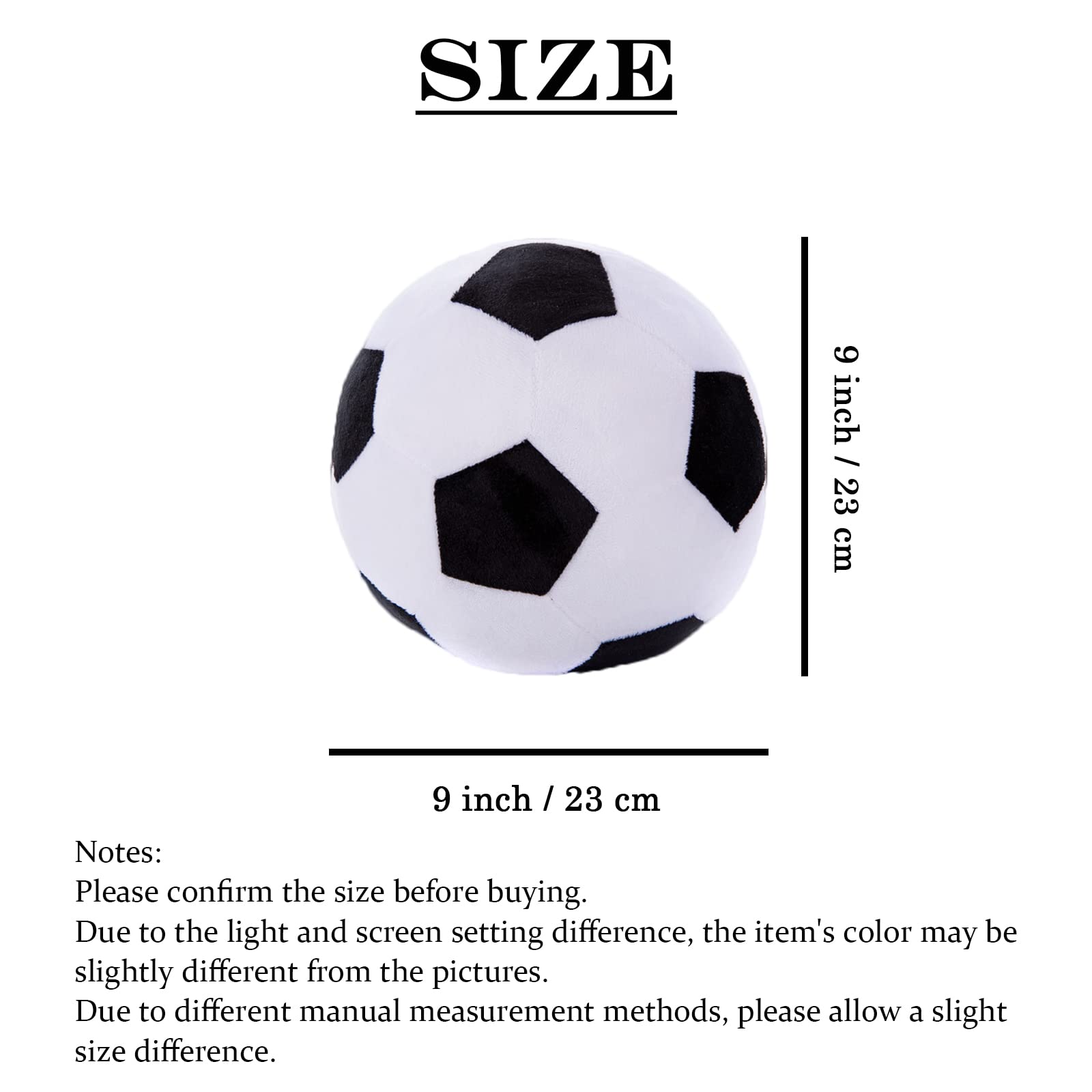 zhidiloveyou 9" Plush Soccer Ball Stuffed Toy, Plush Football Pillow Soccer Gift for Kids