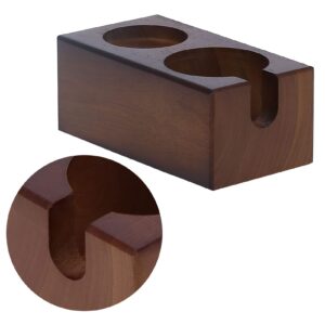 Byged Tamping Station Espresso Tamper Holder, Coffee Tamper Rack, Food Wooden Coffee Tamp Mat, 2 Slots Espresso Tamping Mat(Brown)