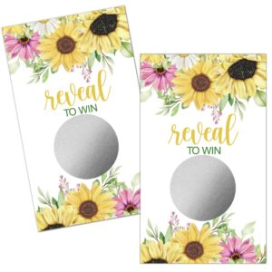 haizct 50 pack sunflower bridal shower scratch off game cards for country wedding, bridal shower, bridal lottery tickets, wedding shower ideas, baby shower