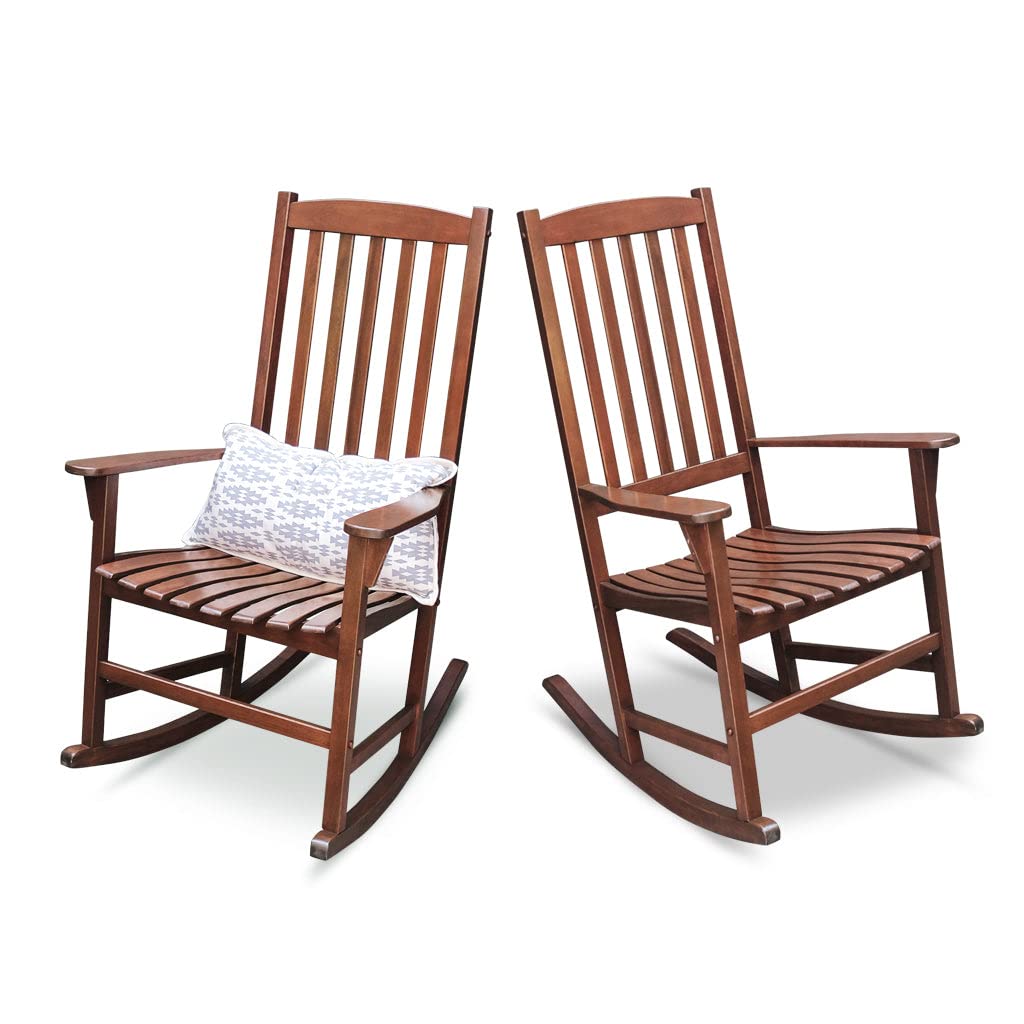 Cambridge Casual Somerset Solid Wood 2-Pieces Porch Rocking Chair, Natural Brown