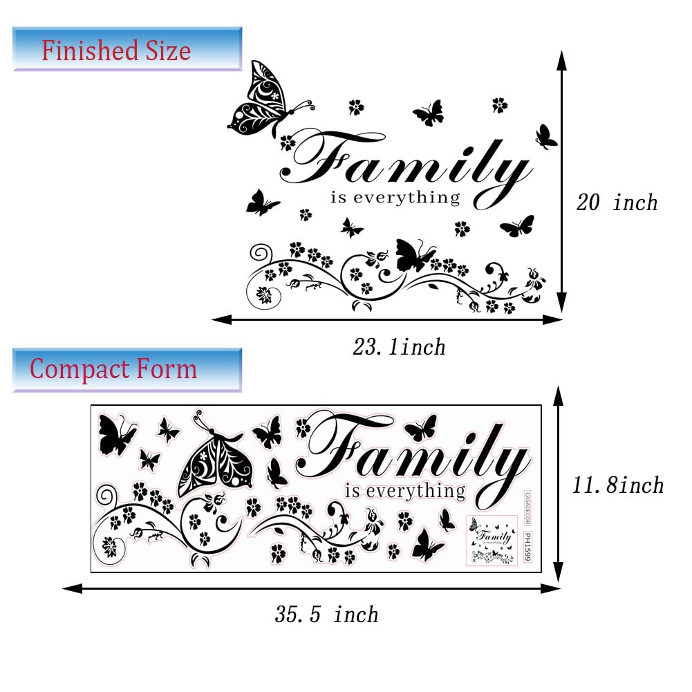 Wall Decor Sticker Vinyl Wall Art Decal Removable Wall Stickers Quotes Family is Everything Wall Decals Family Wall Art Letters Wall Decal Word Lettering Wall Sticker for Living Room Bedroom Dining Room Kitchen.