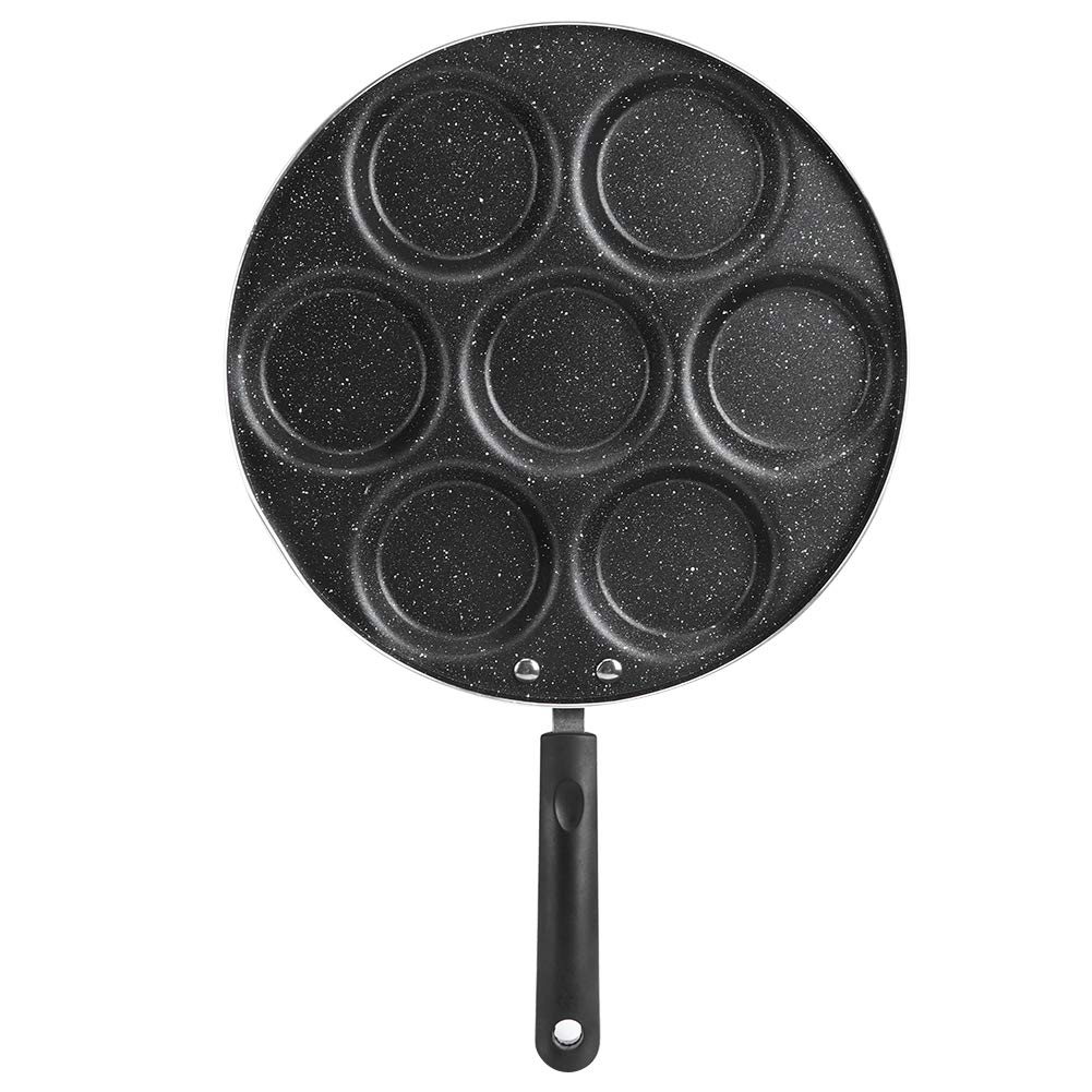 TOPINCN 7-Cup Egg Frying Pan, Egg Cooker Pan, Pancakes Frying Pan, Non-Stick Coating Pancakes Fried Eggs, Plett Crepes Burger Maker Kitchen Eye Pan With Gas Stove Induction Cooktop Kit