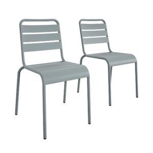 novogratz poolside gossip, june outdoor/indoor stacking dining chairs, 2-pack, light gray