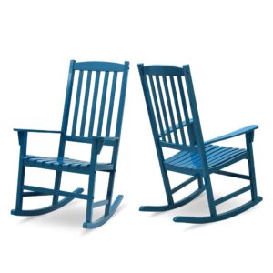 cambridge casual somerset solid wood 2-pieces porch rocking chair, celestial blue