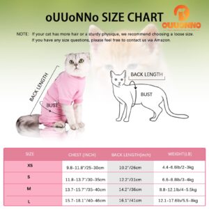 oUUoNNo Cat Recovery Suit for Abdominal Wounds or Skin Diseases,E-Collar Alternative for Cats,After Surgery Wear,Pajama Suit Long Sleeve Prevent Shedding (X-Small, Pink)