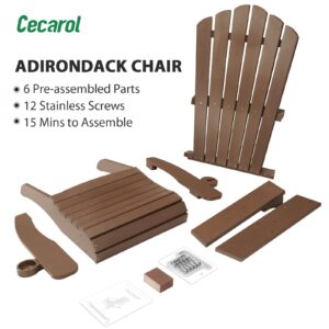 Cecarol Oversized Adirondack Chair Plastic, Outdoor Fire Pit Chair with Cup Holder, Adirondack Patio Chair Weather Resistant for Outside, Porch, Lawn, Garden- AC01, Coffee