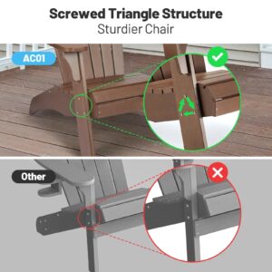 Cecarol Oversized Adirondack Chair Plastic, Outdoor Fire Pit Chair with Cup Holder, Adirondack Patio Chair Weather Resistant for Outside, Porch, Lawn, Garden- AC01, Coffee