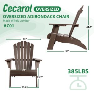 Cecarol Oversized Adirondack Chair Plastic, Outdoor Fire Pit Chair with Cup Holder, Adirondack Patio Chair Weather Resistant for Outside, Porch, Lawn, Garden- AC01, Coffee