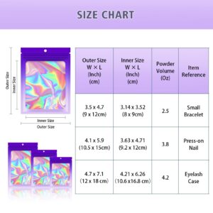 100 Pieces Resealable Mylar Bags, Smell Proof Bags with Clear Window for Food Storage Party Favor Packaging Small Business (Gradient Purple, 4.1×5.9 Inch)