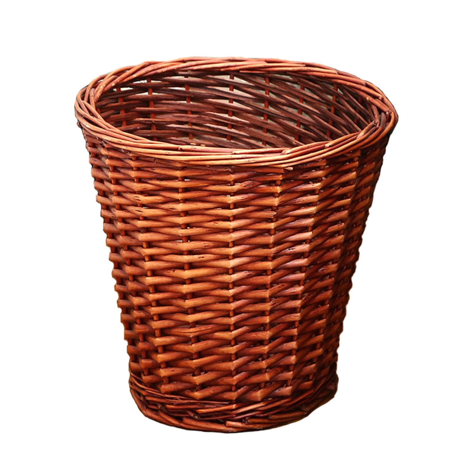 CL-ZZZ Round Wicker Paper Recycle Basket Bin Trash Can, Hand-Woven Whitout Lid Rattan Rubbish Bin for Bedroom Living Room Bathroom Office Kitchen