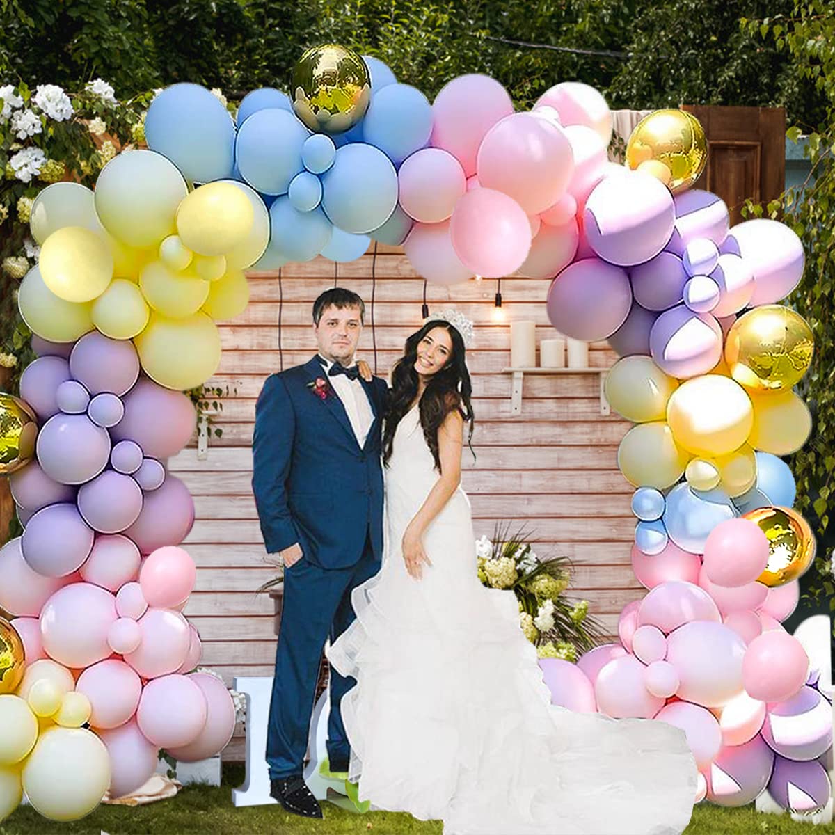 Blue Yellow Pink Purple Balloon Garland Arch Kit, 123PCS Macaron Pink Yellow Blue Purple Pastel Balloons 4D Foil Balloons for Sweet Girls Birthday Bridal Shower Wedding Engagement Party Decoration