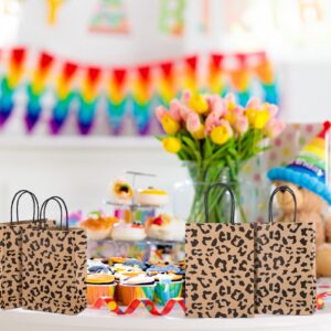 Tinlade Leopard Print Goodies Bags Animal Print Party Bags Paper Jungle Safari Party Favors for Kids Wild Life Animal Birthday Baby Shower Party Supplies (16 Pcs)