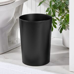 mDesign Stainless Steel Round Metal Trash Can, Small 4 Gallon Wastebasket, Garbage Basket Bin for Bathroom, Bedroom, Kitchen, or Home Office, Holds Waste and Recycle, Mirri Collection, Matte Black