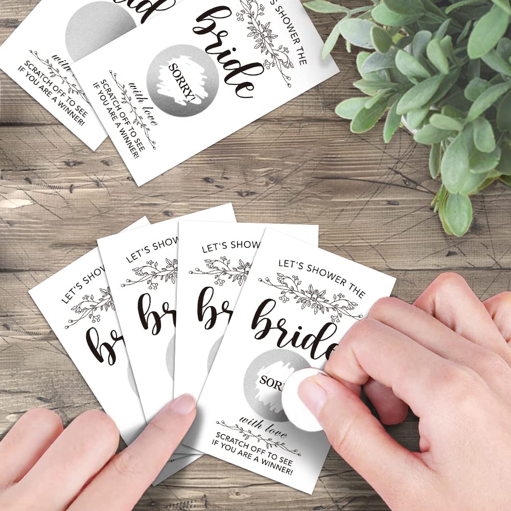 Haizct 50 Pack Flower Plants Bridal Shower Scratch Off Game Cards for Country Wedding, Bridal Shower, Bridal Lottery Tickets, Wedding Shower Ideas (Let's shower the)