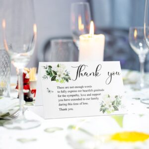 Marspark 50 Pack Thank You Sympathy Cards Funeral Thank You Cards with Envelopes and Message Memorial Card Sympathy Cards Greenery Bereavement Cards for Funeral Family Friends Loved Ones (Lily)