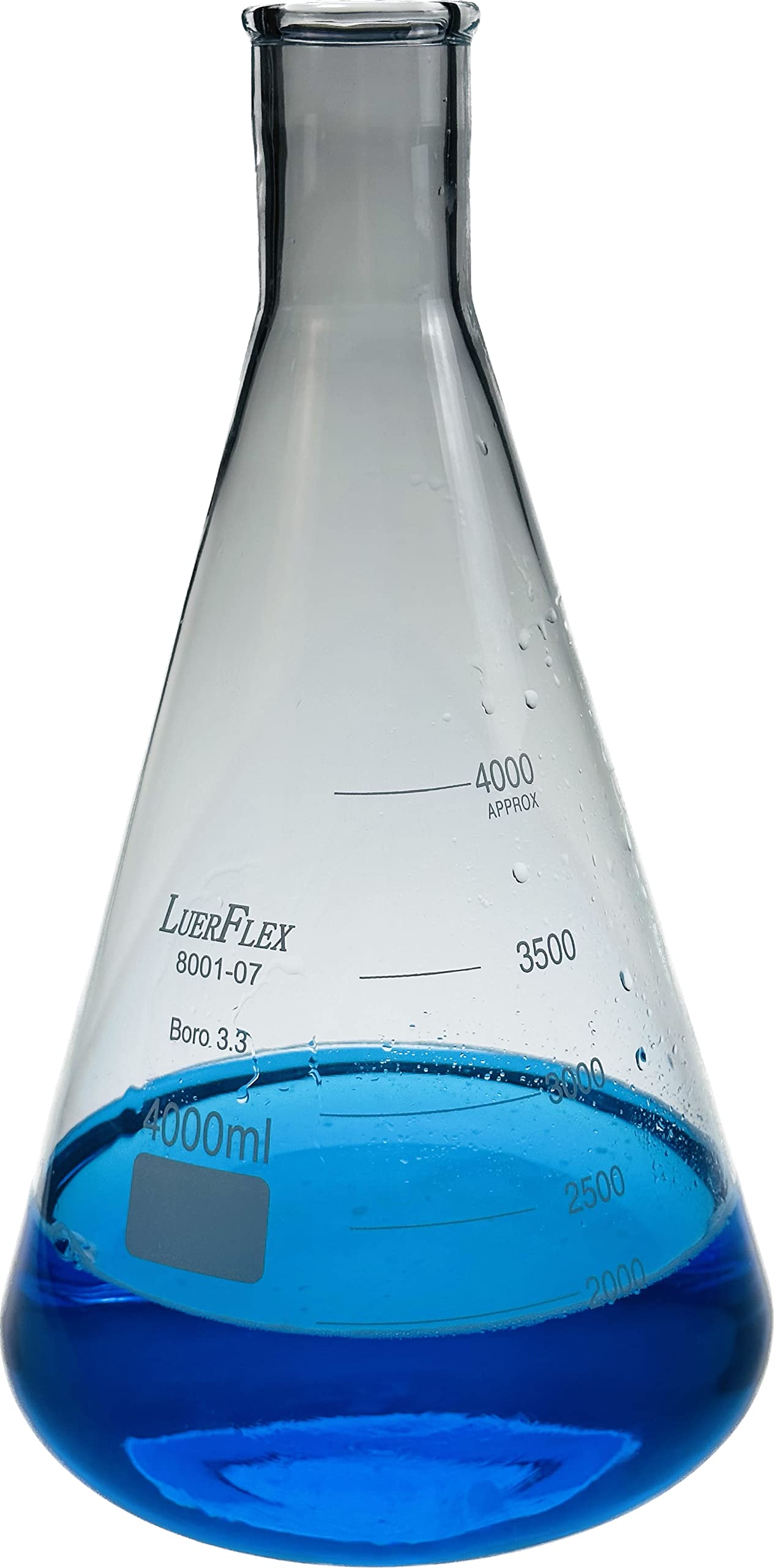 LUERFLEX 4000ML 1GAL Erlenmeyer Flask Borosilicate Glass Pack of 1