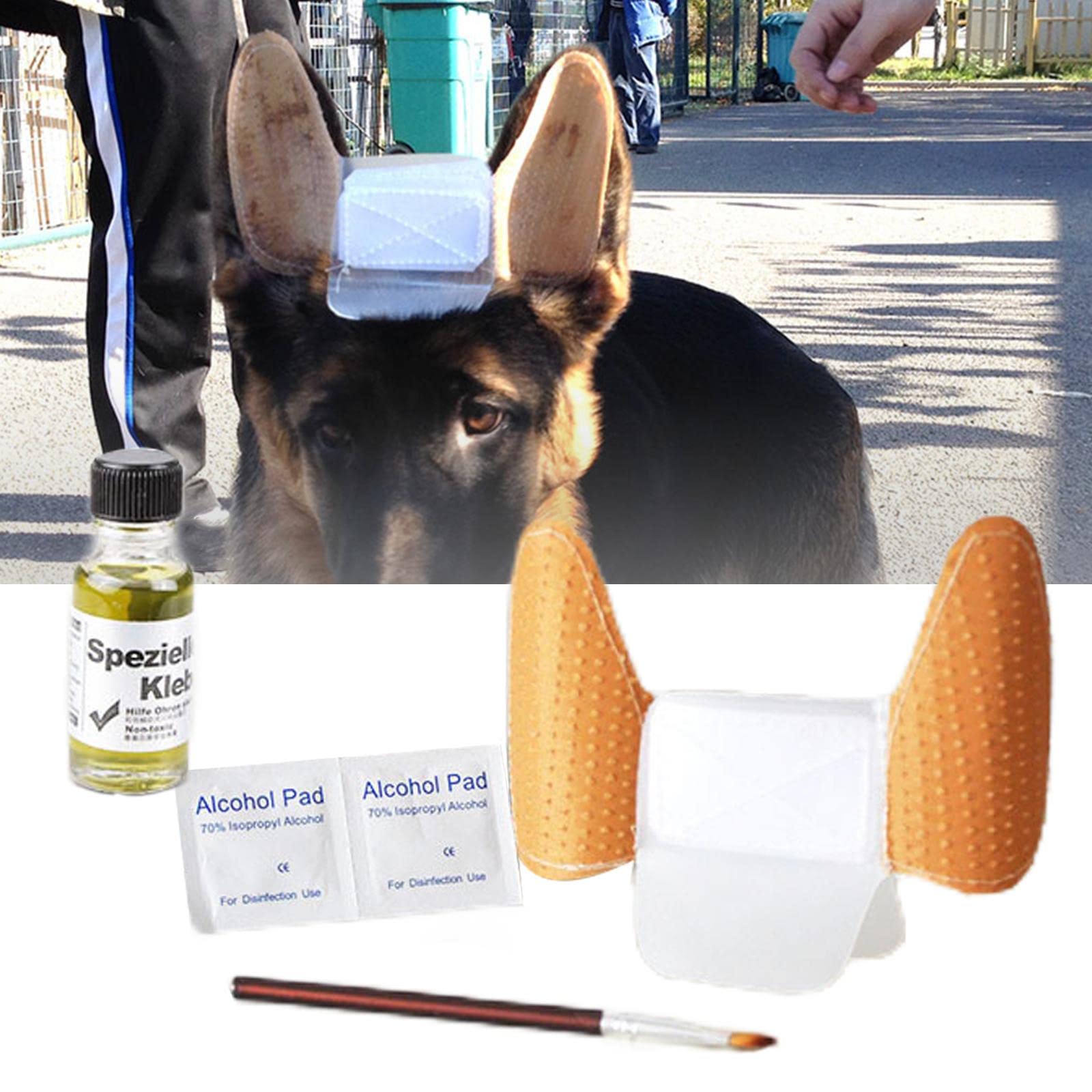 Gazechimp 1 Set Special Ear Support,Puppy Ear Sticker,W/Brush Ear Stand Corrector Puppy for German Samoyed Great Dane, L