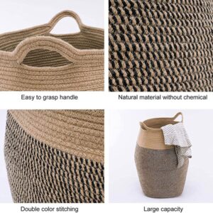 Tall Laundry Basket, 105L Large Laundry Hamper with Handles Tall Wicker Jute Woven Storage Basket for Dirty Clothes Blankets Towels - 25.6x 19.3 inches