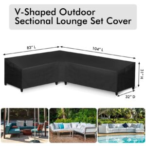 WLEAFJ Patio L-Shaped Sectional Sofa Cover Waterproof, Heavy Duty Outdoor Sectional Couch Cover, Lawn Patio Furniture Cover with Air Vent, Left Facing, 83" L/104 L x 32" D x 31" H