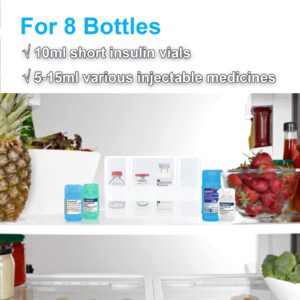 Healvaluefit 8-Holes Medication Vial Storage Box for Fridge, Insulin Vial Holder Organizer Case Fits Various 5ml-15ml Injectable Medicines Vials - Clear