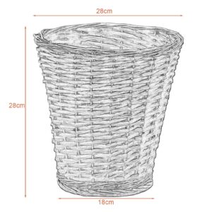 CL-ZZZ Round Wicker Paper Recycle Basket Bin Trash Can, Hand-Woven Whitout Lid Rattan Rubbish Bin for Bedroom Living Room Bathroom Office Kitchen