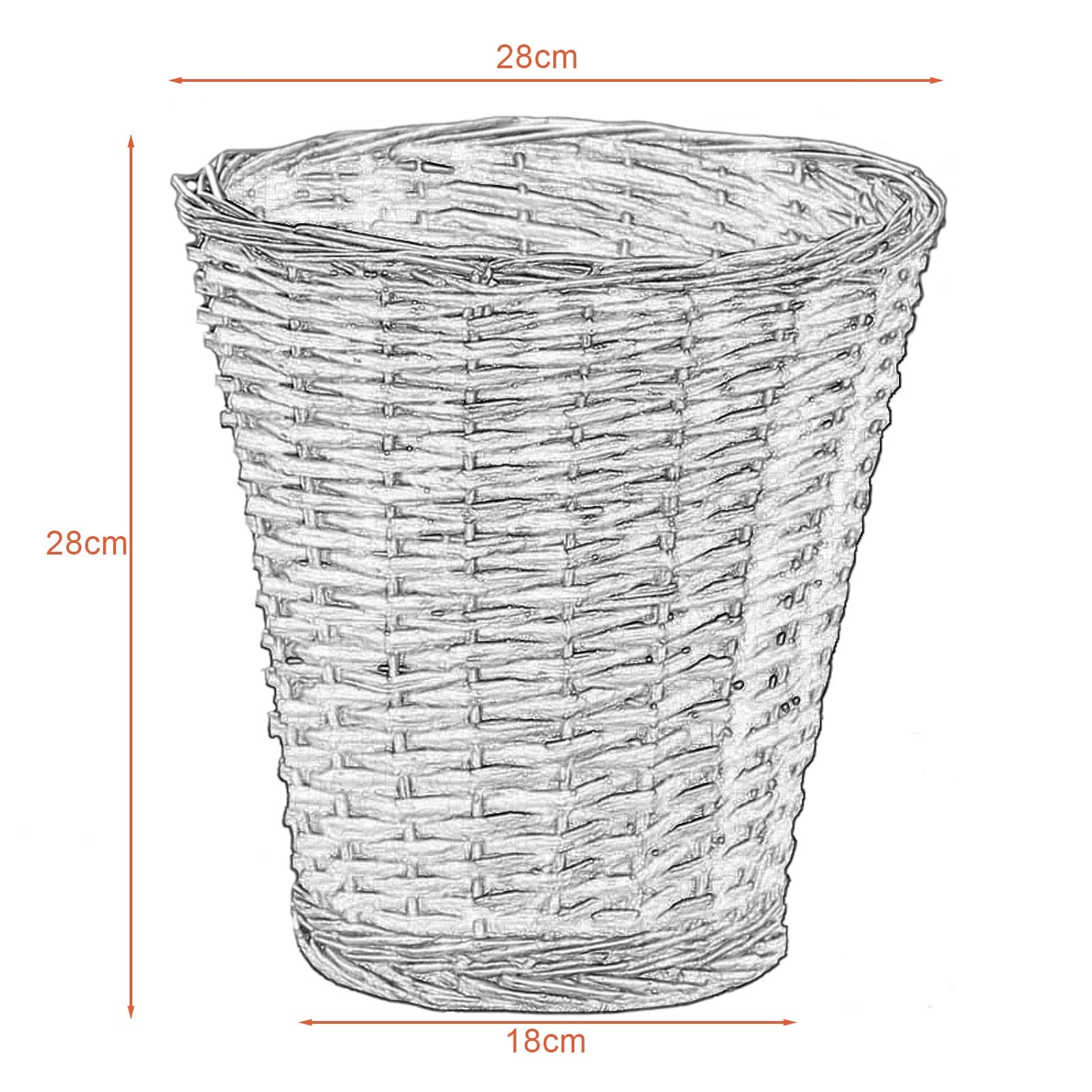 CL-ZZZ Round Wicker Paper Recycle Basket Bin Trash Can, Hand-Woven Whitout Lid Rattan Rubbish Bin for Bedroom Living Room Bathroom Office Kitchen