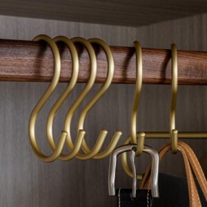 20Pcs Gold S Hooks,Aluminum Alloy S Shaped Universal Hooks,Heavy Duty S Hanger Hooks,Utility S Hooks for Bathroom,Cloakroom,Kitchen Pots Pans Cups