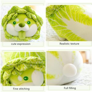 Maomoto Cabbage Dog Plush Toys Vegetable Dog Toy, 15.7" Cabbage Shiba Inu Corgi Akita Dog Stuffed Figure, Cute Vegetables Dog Hugging Pillow, Soft Toy Children's Gift