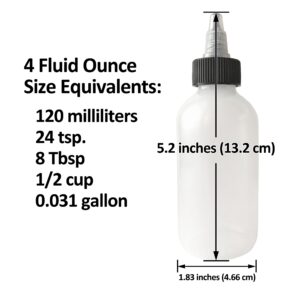 510 Central - Made In USA - 4oz (120mL) Squeeze Bottle - Twist Top Cap 2 Pack - LDPE Plastic - Boston Round