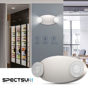 SPECTSUN 1 Pack LED Emergency Light with Battery Backup-Adjustable 2 LED Bug Eye Head Emergency Lighting -UL Certified 120-220VAC Emergency Exit Lighting Fixtures for Business/Home.