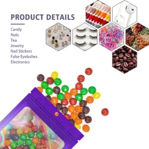 100 Pieces Resealable Mylar Bags, Smell Proof Bags with Clear Window for Food Storage Party Favor Packaging Small Business (Gradient Purple, 4.1×5.9 Inch)