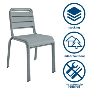 Novogratz Poolside Gossip, June Outdoor/Indoor Stacking Dining Chairs, 2-Pack, Light Gray