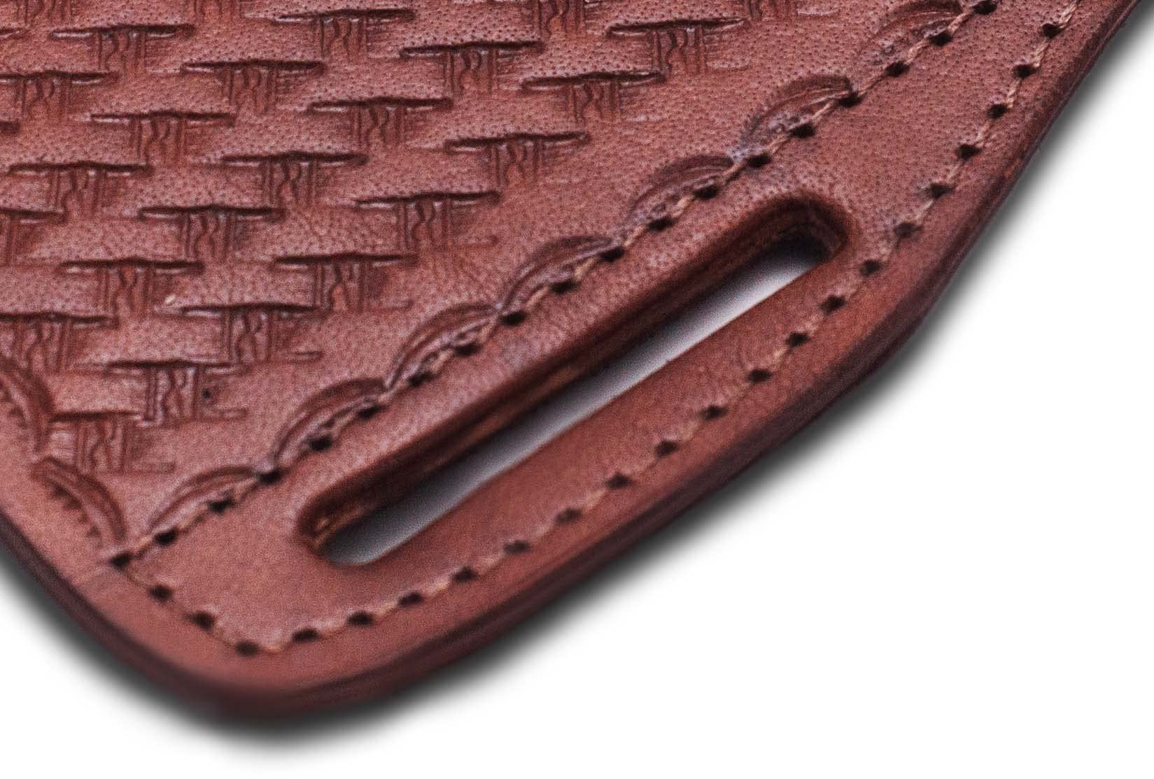 LH LIMASSOL Leather Knife Sheath, Slanted Pancake Sheath, Tooled Leather Sheath, Belt Sheath,Trapper Knife Sheath, Cow Boy Bull Cutter Knife Leather Sheath 100% Real Leather and Exotic Cow Hide Sheath