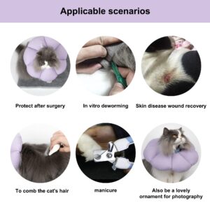 Cat Cone Collar,Cute Waterproof Cat Recovery Collar,Anti-Bite Lick Wound Healing Safety Elizabethan e Collar for Cats,Purple Flower All-Season Style…