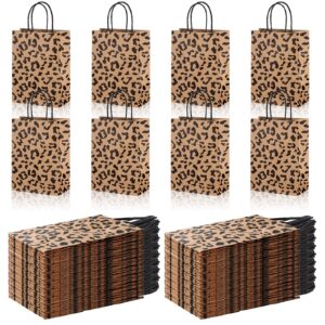 tinlade leopard print goodies bags animal print party bags paper jungle safari party favors for kids wild life animal birthday baby shower party supplies (16 pcs)