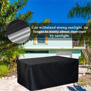 QIAOH Outdoor Table Cover Rectangular 82x42x28in, Garden Furniture Cover, Square Heavy Duty Rattan Furniture Cover, Waterproof, Patio Furniture Covers, Outdoor Furniture Covers Square