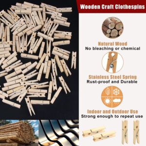 KIMOBER 1.77Inch Wooden Clothespins,Sturdy Natural Wooden Craft Peg Pins Clips for Photos Pictures Paper Crafts,100pcs