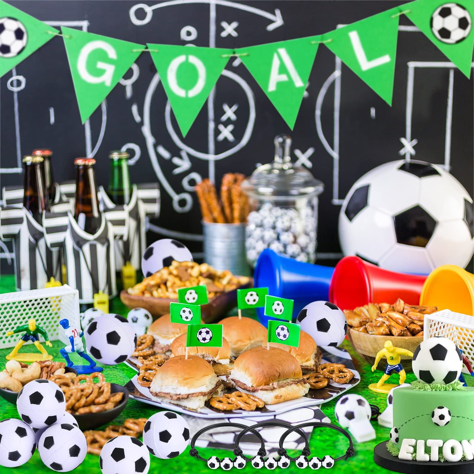 32Pcs Soccer Party Favors Soccer Charm Bracelets Sports 1.6" Mini Foam Soccer Stress Ball Set for School Carnival Reward Team Birthday Graduation Party Gifts Soccer Game Goodie Bag Favors Decorations