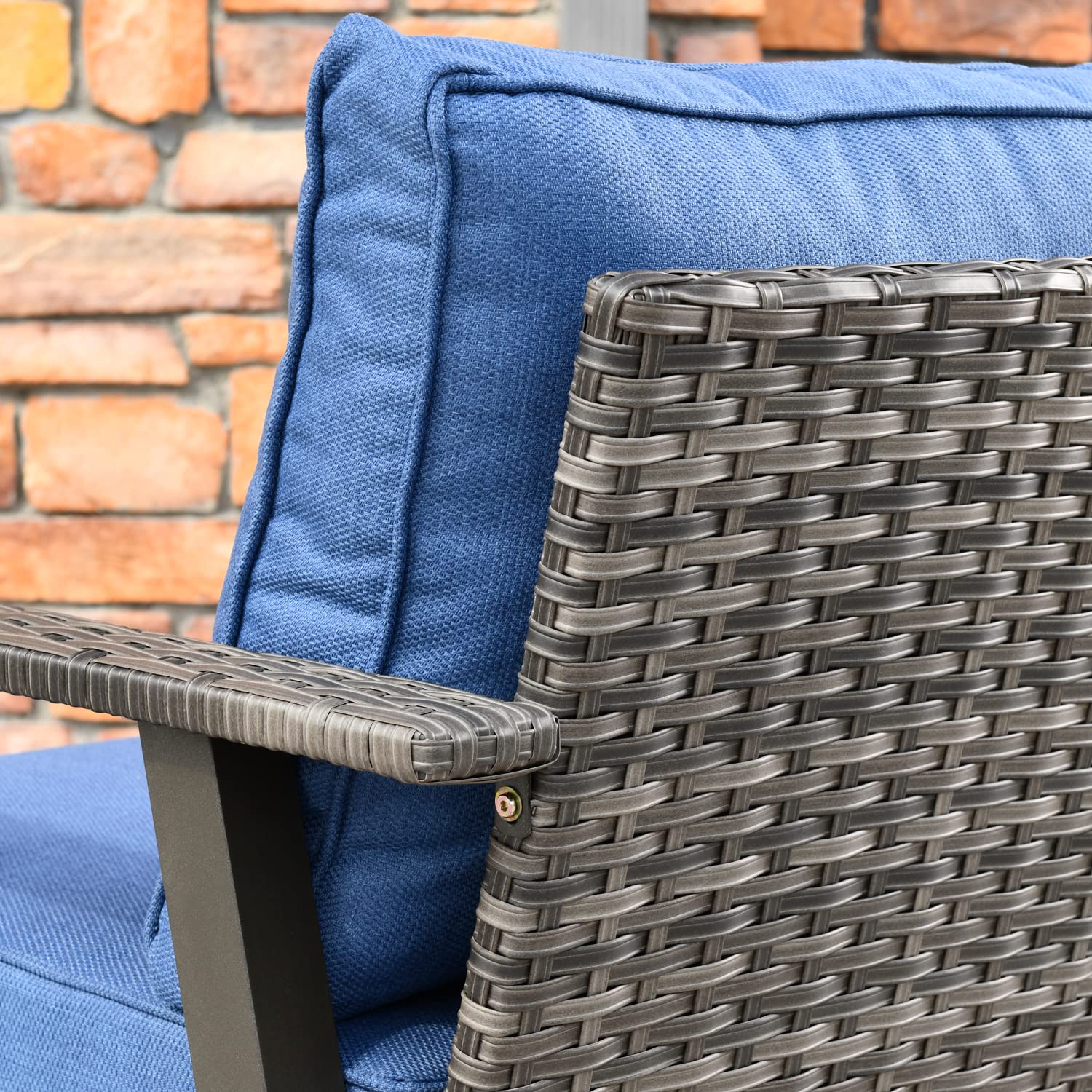 ovios Patio Furniture Loveseat 2-Seats Sofa Outdoor Wicker Rattan All Weather High Back Couch with Thick Comfy Cushions for Garden Backyard Porch, Blue