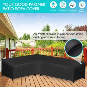 WLEAFJ Patio L-Shaped Sectional Sofa Cover Waterproof, Heavy Duty Outdoor Sectional Couch Cover, Lawn Patio Furniture Cover with Air Vent, Left Facing, 83" L/104 L x 32" D x 31" H