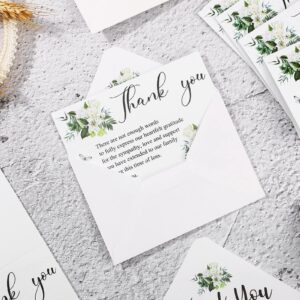 Marspark 50 Pack Thank You Sympathy Cards Funeral Thank You Cards with Envelopes and Message Memorial Card Sympathy Cards Greenery Bereavement Cards for Funeral Family Friends Loved Ones (Lily)