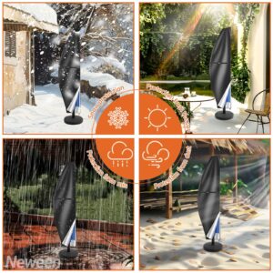 Neween Patio Umbrella Cover Waterproof Outdoor Anti-UV Cantilever Offset Umbrella Cover fit for 9ft to 13ft Parasol, Banana Umbrella Cover with Zipper and Rod, Black, for 9'-13' Offset Umbrella