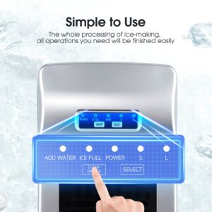 Vestynska 26Lbs Portable Ice Maker, Compact Maker Countertop Machine, Self-Cleaning, 9 Cubes Ready in 6 Mins, Per Day, 2 Sizes of Bullet Ice, 2L Electric for Party Home Camping, Silver