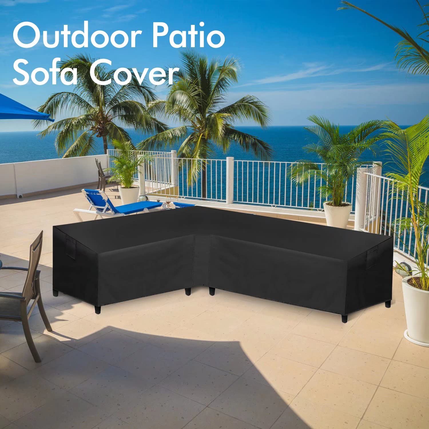 WLEAFJ Patio L-Shaped Sectional Sofa Cover Waterproof, Heavy Duty Outdoor Sectional Couch Cover, Lawn Patio Furniture Cover with Air Vent, Left Facing, 83" L/104 L x 32" D x 31" H