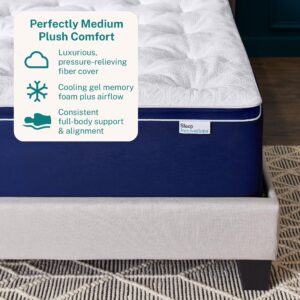 Sleep Innovations Skyler 12 Inch Cooling Gel Memory Foam Mattress, Fiber Fill Pillow Top, Cal King Size, Bed in a Box, Medium Plush Feel