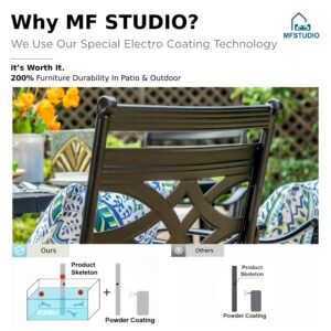 MFSTUDIO 4 Piece Black Patio Dining Chairs with Beige Thick Cushions,Outdoor Furniture Metal Chairs with Armest for Garden, Poolside, Backyard, Bistro