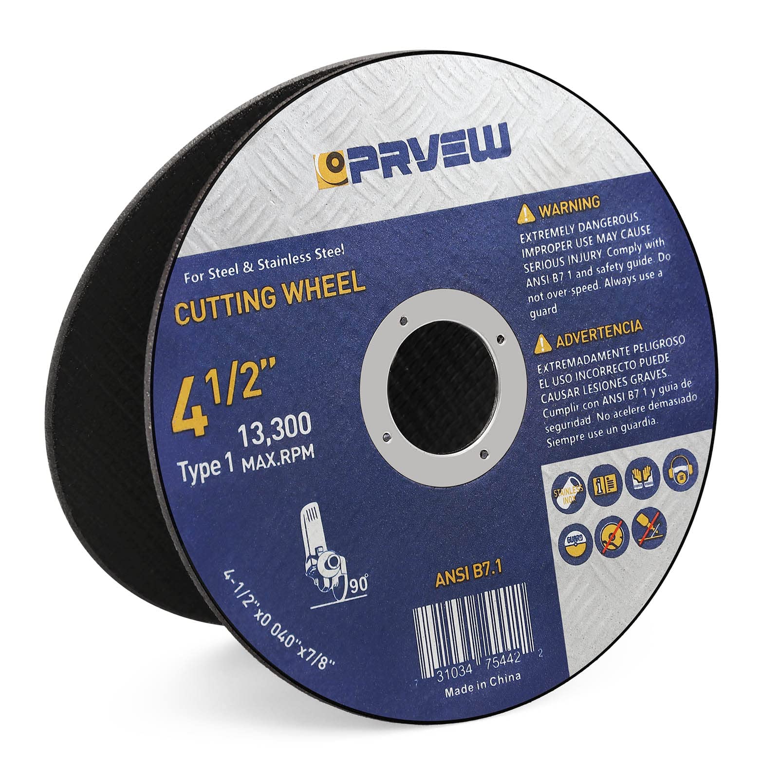 PRVEW 30-Pack Cut Off Wheels 4 1/2 Inch,4.5"x0.04"x7/8" Angle Grinder Cutting Wheel Cutting Disc,4.5 Inch Cut Off Wheel for Metal&Stainless Steel, Grinder Wheels for General Purpose Metal Cutting