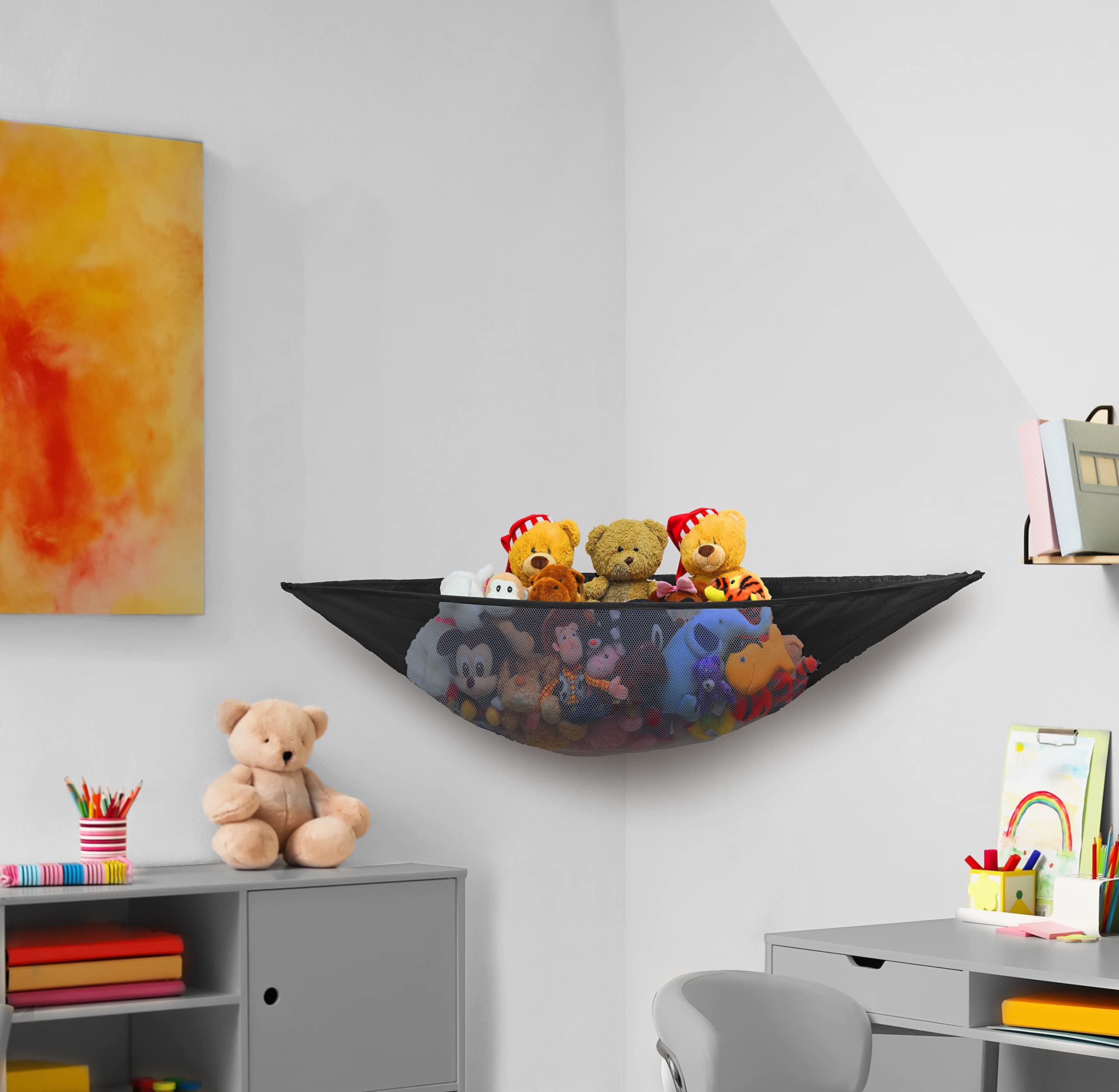 Simple Houseware 2 PK - Stuffed Animals Jumbo Toy Storage Hammock, Black