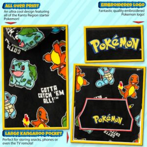 Pokemon Oversized Hoodie Blanket for Kids, Pikachu Gifts for Boys (Black Aop)