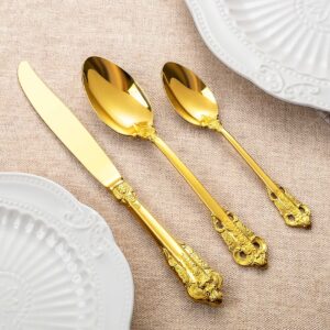 KEAWELL Luxury 6.3" Teaspoons, 18/10 Stainless Steel, Gorgeous Small Spoons, Stirring, Mixing, Sugar, Cake, Dessert Spoons, Mini Antipasto spoons (Gold)